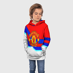Толстовка-худи детская Манчестер Юнайтед полосы геометрия, цвет: 3D-белый — фото 2