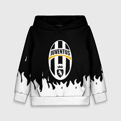 Толстовка-худи детская Ювентус белый огонь текстура, цвет: 3D-белый