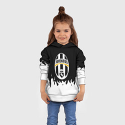 Толстовка-худи детская Ювентус белый огонь текстура, цвет: 3D-белый — фото 2
