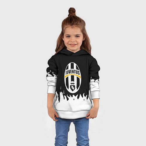 Детская толстовка Ювентус белый огонь текстура / 3D-Белый – фото 4