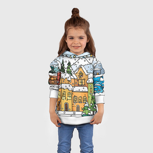 Детская толстовка Новогодний снегопад / 3D-Белый – фото 4