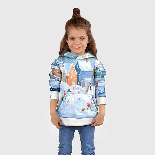 Детская толстовка Предновогодний день во дворе / 3D-Белый – фото 4