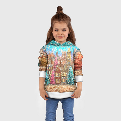 Детская толстовка Новогодний город в блестках / 3D-Белый – фото 4