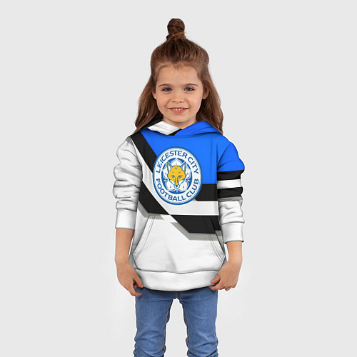 Детская толстовка Лестер сити геометрия полосы / 3D-Белый – фото 4