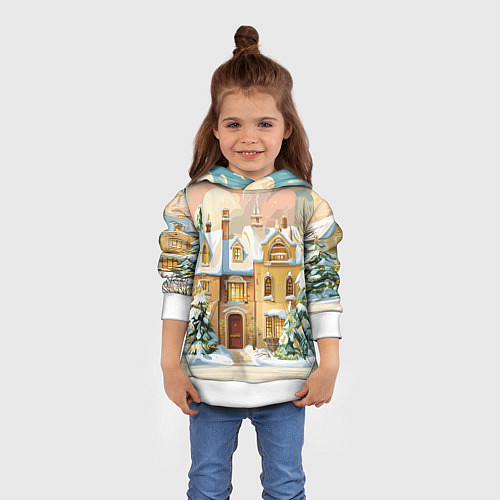 Детская толстовка Новогодний город / 3D-Белый – фото 4