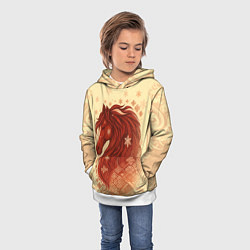 Толстовка-худи детская Славянский конь, цвет: 3D-белый — фото 2