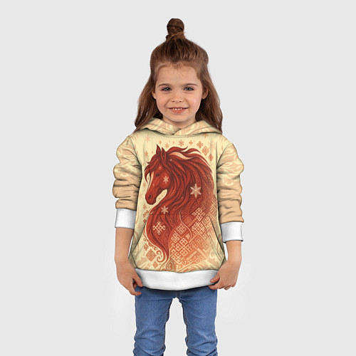 Детская толстовка Славянский конь / 3D-Белый – фото 4