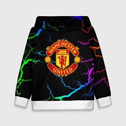 Толстовка-худи детская Манчестер Юнайтед неоновые молнии, цвет: 3D-белый