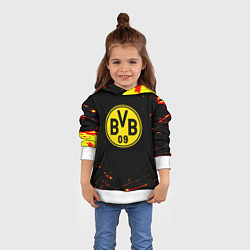 Толстовка-худи детская Боруссиа огненные краски текстура, цвет: 3D-белый — фото 2