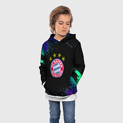Толстовка-худи детская Бавария Мюнхен краски текстура, цвет: 3D-белый — фото 2