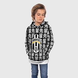 Толстовка-худи детская Ювентус япония символы, цвет: 3D-белый — фото 2