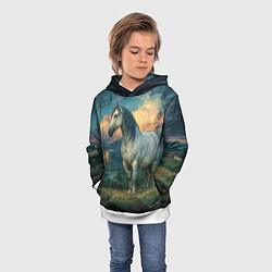 Толстовка-худи детская Конь маслом, цвет: 3D-белый — фото 2