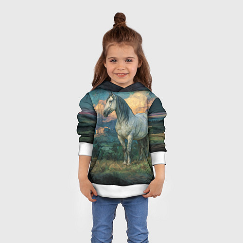 Детская толстовка Конь маслом / 3D-Белый – фото 4