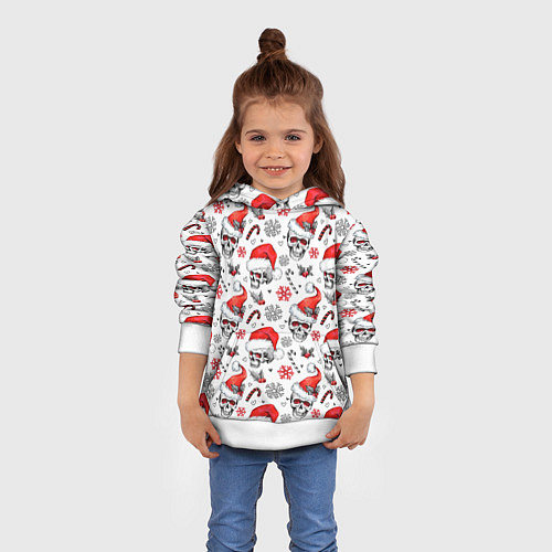 Детская толстовка Новогодние черепа / 3D-Белый – фото 4