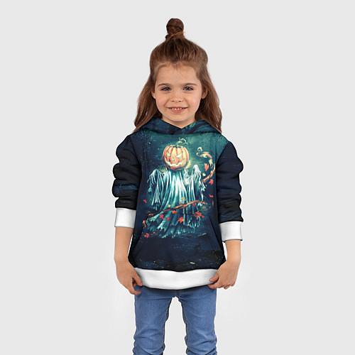 Детская толстовка Тыква призрак / 3D-Белый – фото 4