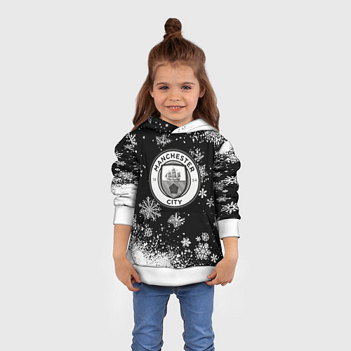 Детская толстовка Манчестер сити снежинки новый год / 3D-Белый – фото 4