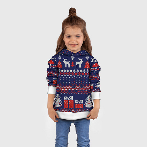 Детская толстовка Новогодний вязаный паттерн / 3D-Белый – фото 4