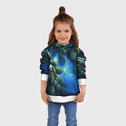 Детская толстовка Новогодние ветки елки / 3D-Белый – фото 4