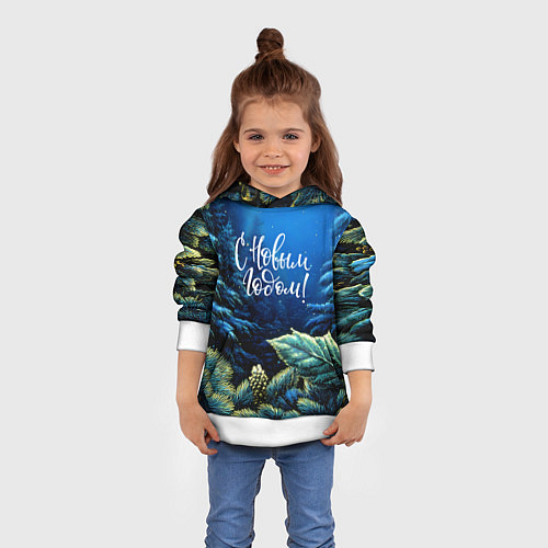 Детская толстовка С новым годом - елочные ветки / 3D-Белый – фото 4