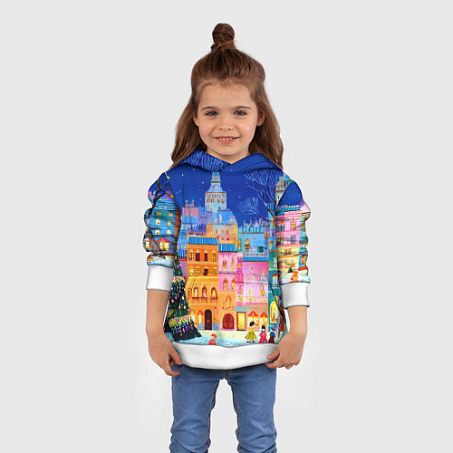 Детская толстовка Разноцветные новогодние домики / 3D-Белый – фото 4