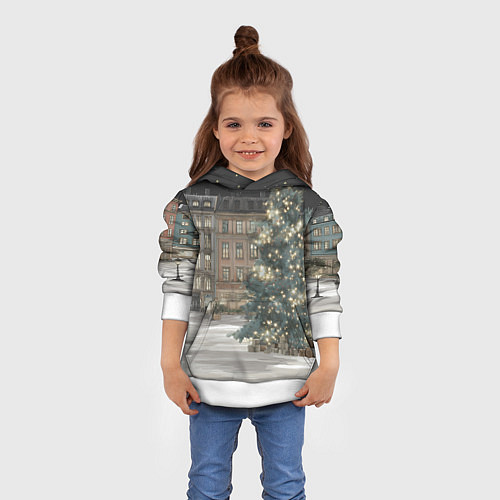 Детская толстовка Елка во дворе / 3D-Белый – фото 4