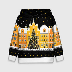 Толстовка-худи детская Новогодняя ночь в городе, цвет: 3D-белый