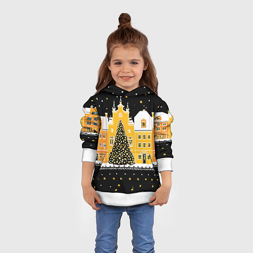 Детская толстовка Новогодняя ночь в городе / 3D-Белый – фото 4