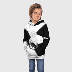 Толстовка-худи детская Реал Мадрид геометрия полосы, цвет: 3D-белый — фото 2