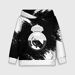 Толстовка-худи детская Реал Мадрид черно белые краски, цвет: 3D-белый