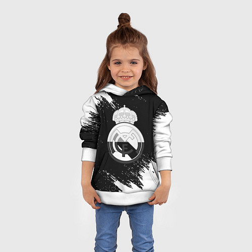 Детская толстовка Реал Мадрид черно белые краски / 3D-Белый – фото 4