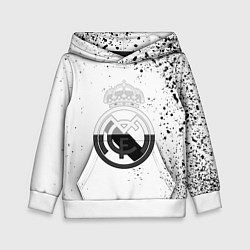 Толстовка-худи детская Реал Мадрид черно белые краски, цвет: 3D-белый