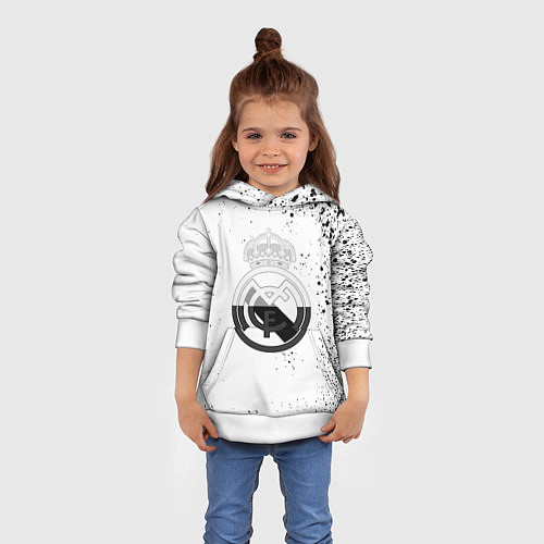 Детская толстовка Реал Мадрид черно белые краски / 3D-Белый – фото 4