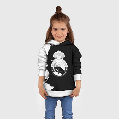 Детская толстовка Реал Мадрид черно белые краски / 3D-Белый – фото 4