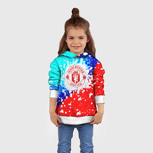 Детская толстовка Манчестер Юнайтед неон / 3D-Белый – фото 4