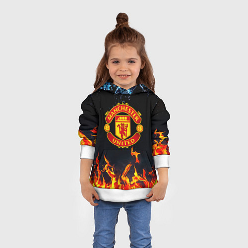 Детская толстовка Манчестер Юнайтед лёд и огонь / 3D-Белый – фото 4