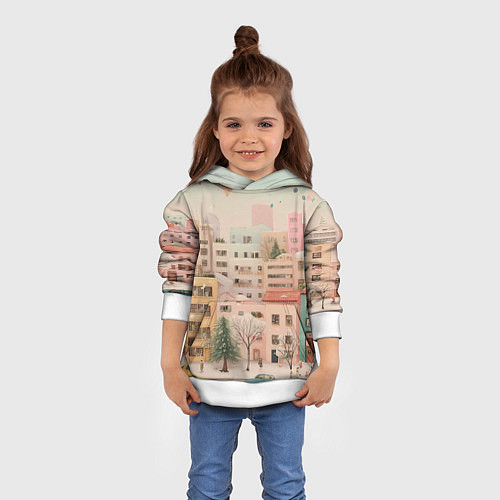 Детская толстовка Объемный новогодний город / 3D-Белый – фото 4