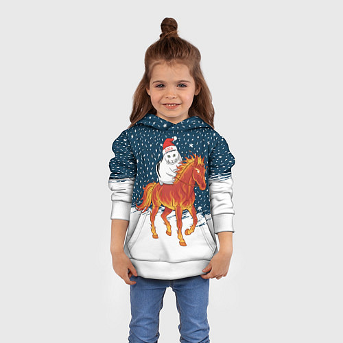 Детская толстовка Кот Бендер и огненный конь - 2026 / 3D-Белый – фото 4