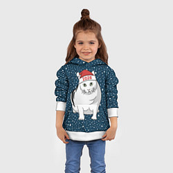 Толстовка-худи детская Кот мем - 2026, цвет: 3D-белый — фото 2