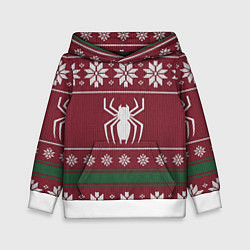Толстовка-худи детская Рождественский свитер Человека паука, цвет: 3D-белый