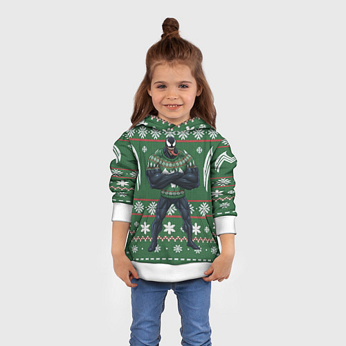 Детская толстовка Веном в вязаном свитере - новый год / 3D-Белый – фото 4