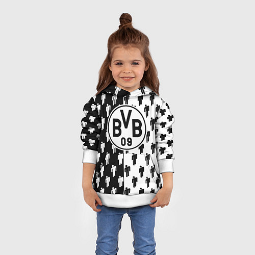 Детская толстовка Borussia черно белые люди / 3D-Белый – фото 4