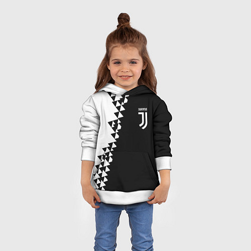 Детская толстовка Juventus черно белая геометрия текстура / 3D-Белый – фото 4