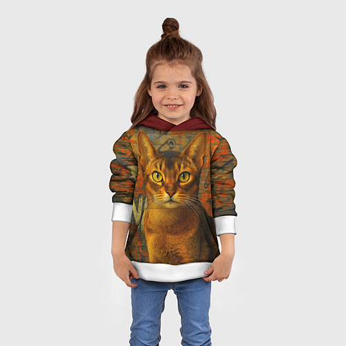 Детская толстовка Абиссинская кошка на фоне кирпичной стены с граффи / 3D-Белый – фото 4