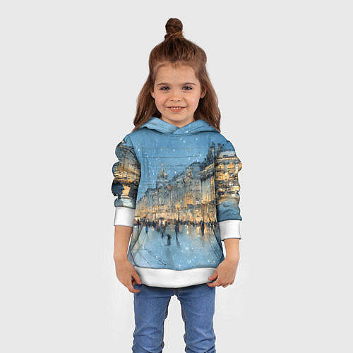 Детская толстовка Снежный вечер Санкт-Петербурга / 3D-Белый – фото 4