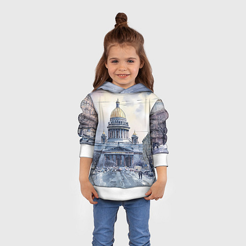 Детская толстовка Санкт-Петербург зимний город / 3D-Белый – фото 4