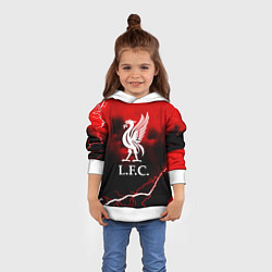 Толстовка-худи детская Ливерпуль шторм молнии красный, цвет: 3D-белый — фото 2