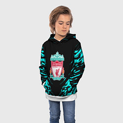 Толстовка-худи детская Ливерпуль неон геометрия, цвет: 3D-белый — фото 2