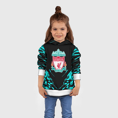 Детская толстовка Ливерпуль неон геометрия / 3D-Белый – фото 4