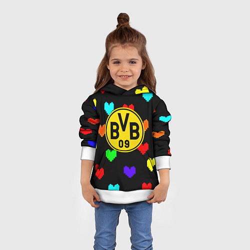 Детская толстовка Borussia сердца паттерн / 3D-Белый – фото 4