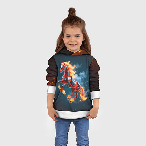 Детская толстовка Огненная лошадь киборг / 3D-Белый – фото 4